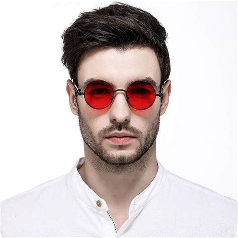 Vintage Men Sunglasses Red Vibes In 2020 Steampunk Sunglasses Sunglasses Women Round Metal