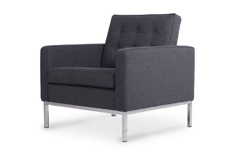 Replica Florence Knoll Armchair Charcoal Zuca