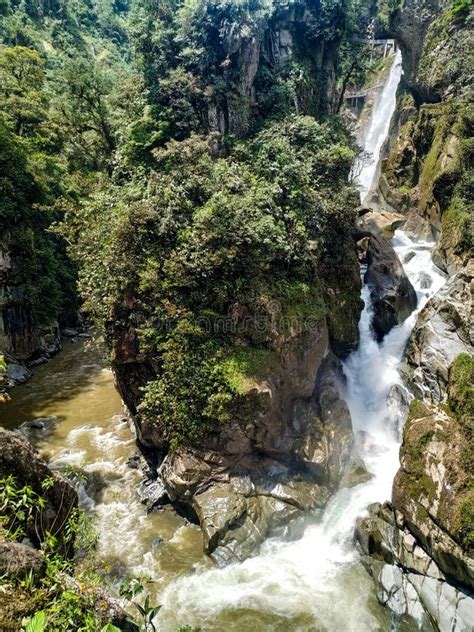 Pailon Del Diablo Waterfall Banos Ecuador Stock Image Image Of