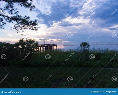 Aerial View Of Bayfront Park And Mobile Bay Stock Photo Image Of Fort