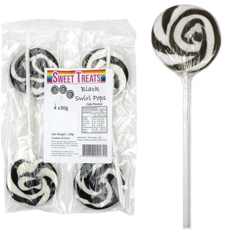 Black Swirl Lollipops Pack Of 4 Bulk Candy Lollies And Chocolates