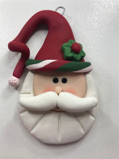 Polymer Clay Christmas Ornament Curly Hat Santa Handmade Etsy