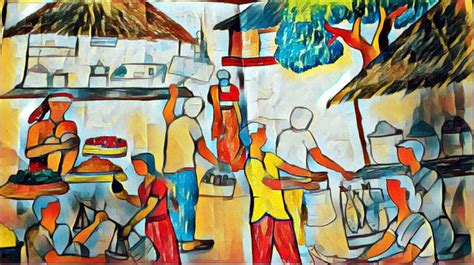 Colored papers may impede on the digitizing process. Drawing Picture Of Village Market - picture of