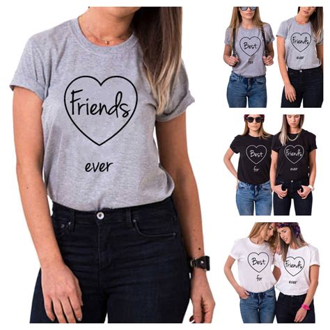 Best Friends Forever Matching T Shirts Bff Girls Women Cotton Sisters O