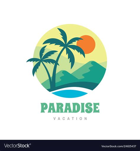 Paradise Vacation Concept Business Logo Vector Image