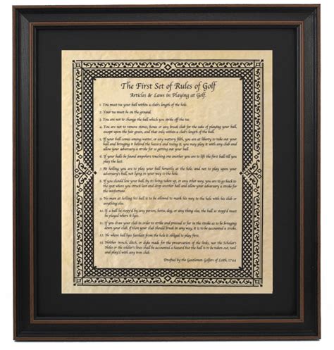 Framed Original Rules Of Golf 1744 Handmade In The Usa Free Shipping Patriot Gear Company
