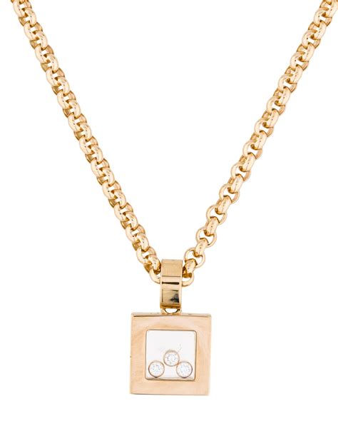 Chopard Happy Curves Icons Diamond Square Pendant Necklace Necklaces