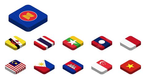 Asean Flag And Membership On Southeast Asia Map Background Vector