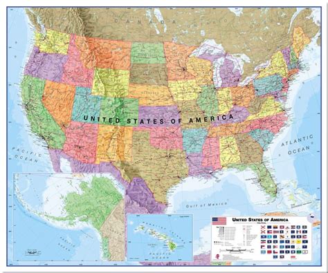 Large Political Usa Wall Map Pinboard