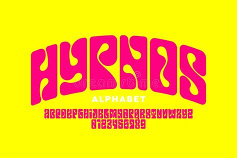 Psychedelic Hypnosis Style Font Design 1960s Alphabet Stock Vector