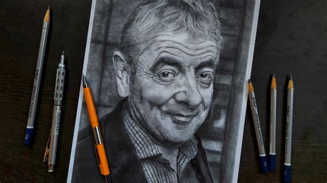 Realistic Portrait Drawing Using Graphite Pencil Rowan Atkinson Mr