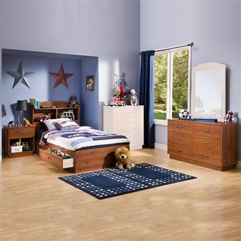 Shop for kids' bedroom sets in kids' furniture. Logik Kids Sunny Pine Twin Wood Storage Bed 4 Piece Boys ...