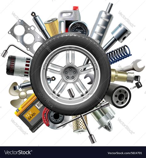 Car Spares Concept With Wheel Royalty Free Vector Image