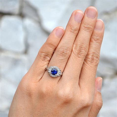 A striking 18ct75% pure gold (or 750 parts pure gold and 250 parts other metals) more gold ring that was made in the 1980s in france. Natural Blue Sapphire Diamond Engagement Ring For Sale at ...
