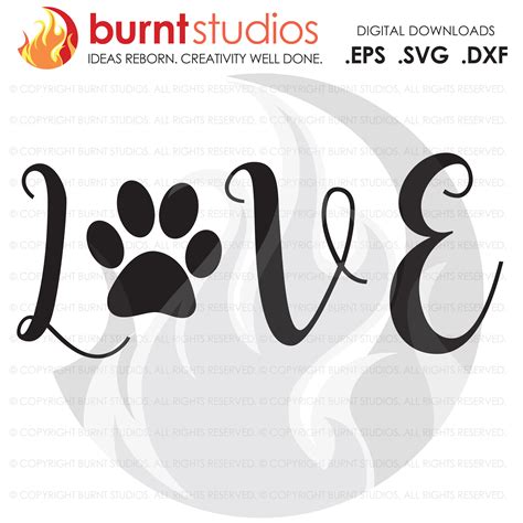 Digital File, Love Dogs, Dog Paw Print Design, download svg, Dog svg