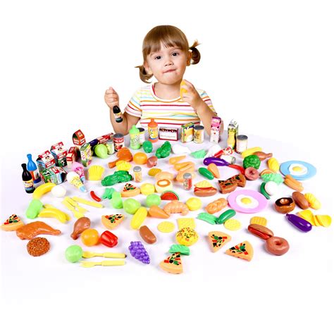 Fun Little Toys 128 Pcs Play Food For Kids Toy Food Pretend Food