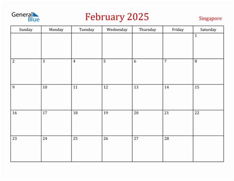 February 2025 Monthly Calendar With Singapore Holidays