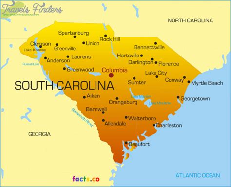 South Carolina Map Travelsfinderscom