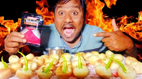 Unlimited Spicy Pani Puri Eating Challenge With Green Chilli Youtube