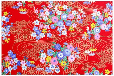 sakura floral cotton fabric japanese kimono fabric sakura etsy