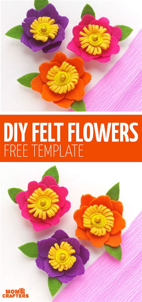 Diy Felt Flowers Free Printable Template Felt Flowers Diy Felt