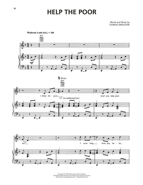 Help The Poor Sheet Music Bb King Piano Vocal And Guitar Chords