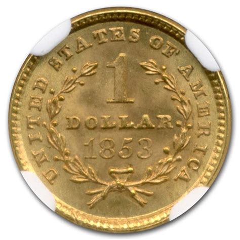 Buy 1853 1 Indian Head Gold Ms 67 Ngc Apmex