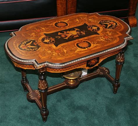 Rare 19th C Inlaid American Victorian Coffee Table