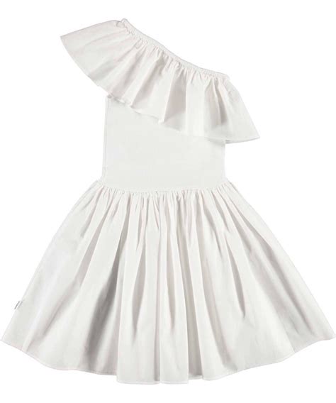 Chloey White White Organic One Shoulder Dress With Circular Skirt