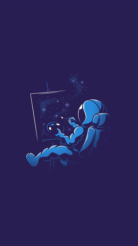An Astronaut Reading A Book While Sitting On His Stomach In The Dark Blue Space With Stars Above