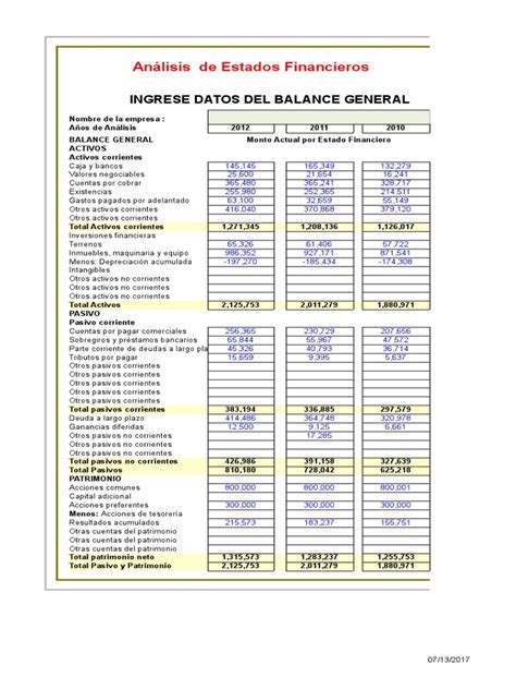 Planilla Excel Para Balance Contable Balance Sheet Share Finance