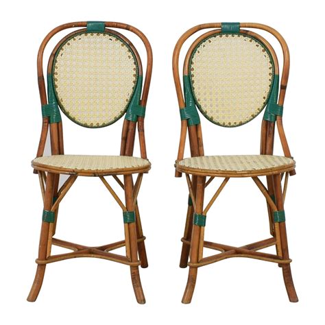 The antique french bistro chair folds flat, is made of painted iron with a decoratively curved back and has wood. 68% OFF - Genuine Vintage Cane French Bistro Chairs / Chairs