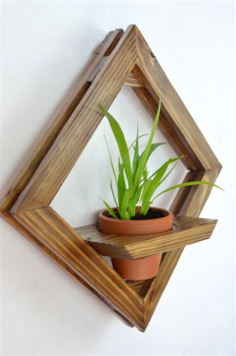 Geometric Wall Planter Hanging Planter Wall Terrarium Wooden Etsy In