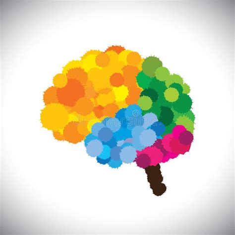 Vector Icon Of Creative Brilliant And Colorful Painted Brain Stock