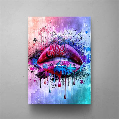 Sexy Colorful Lips Graffiti Art Sensual Lips Pop Art Wall Etsy