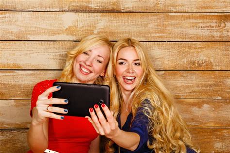 Sisters Communicate In Social Networks Selfie Stock Photo Image Of