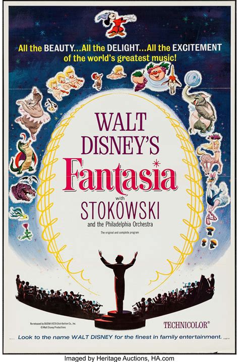 Movie Poster Fantasia 1940 1963 International 27x41 Vf 80 Walt