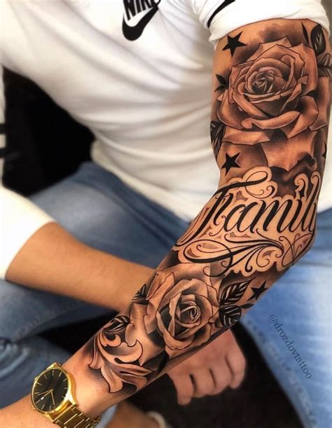 A Man With A Rose Tattoo On His Arm