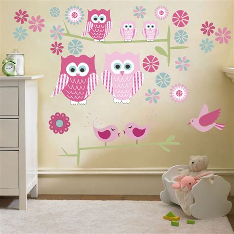 Childrens Cute Owls Twit Twoo Wall Stickers Decals Nursery Girls Room