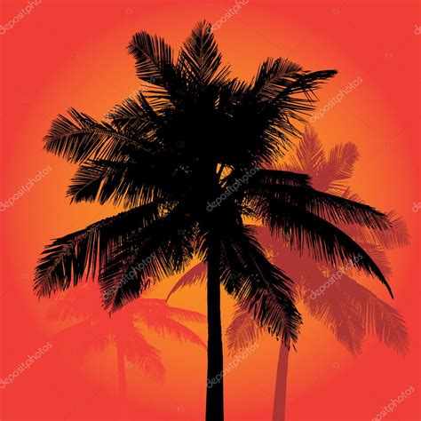 Palm Tree Sunset Silhouettes Vector Trio — Stock Vector © Arenacreative