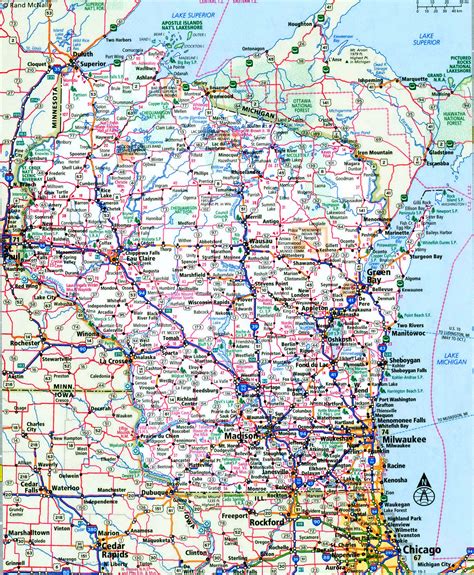 Wisconsin interstate highway map I-39 I-41 I-43 I-94 free road map
