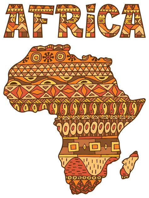 Africa Map Pattern Vector Cartoon Illustration African Etsy