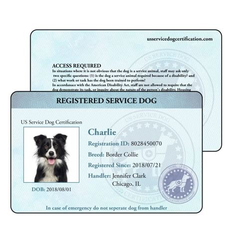 Service Dog Id Card Printable