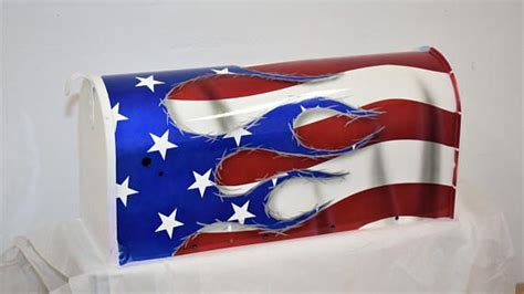 American Flag Airbrushed Mailbox Flames Mailbox Custom Painted Usa