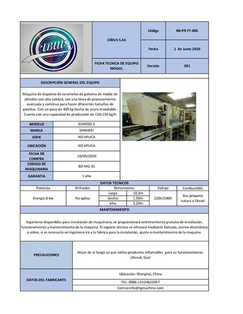 Calaméo Fichas Tecnicas De Maquinaria