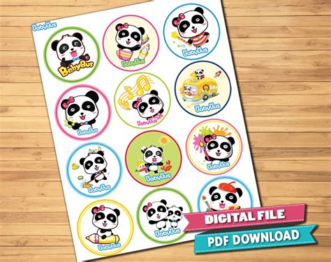 Party Supplies Babybus Theme Instant Download Babybus Loot Bag Toppers