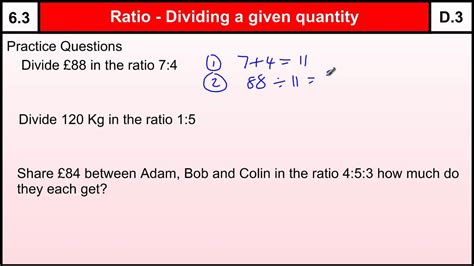 63 How To Do Ratio Sharing A Given Quantity Basic Maths Core Skills