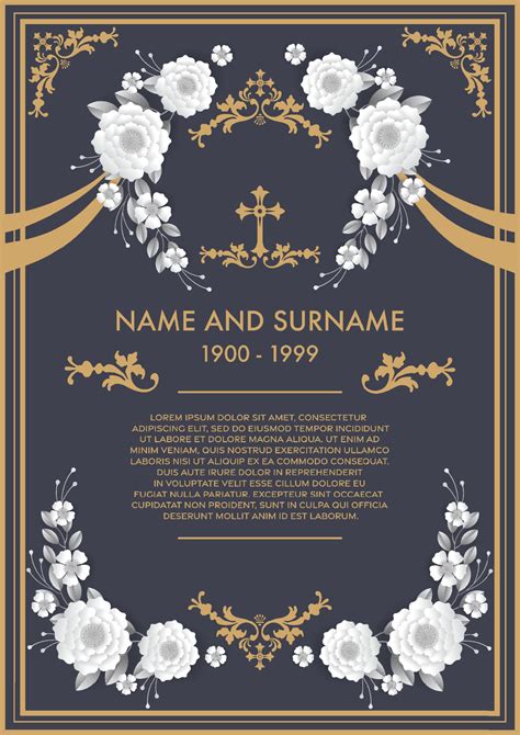 Funeral Card Templates With Flowers Paper Cut 7697009 Vector Art At