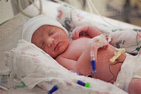 Best story and care full video. Newborn baby laying in bassinet in hospital - Stock Photo ...