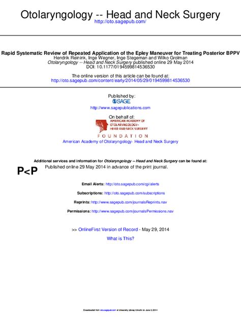 Pdf Rapid Systematic Review Of Repeated Application Of The Epley